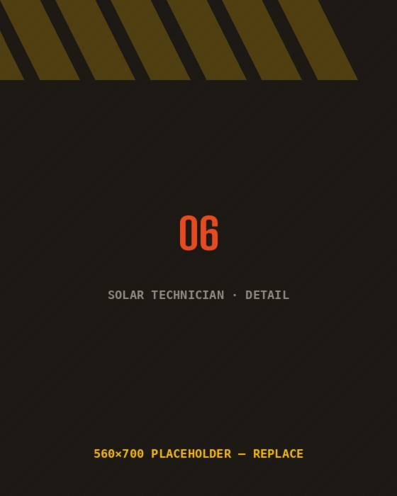 Solar Technician tradesperson at work, detail shot